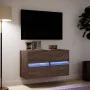 Wand-TV-Möbel mit LED-Lichtern, 2 Stück, braune Eiche, 41x31x45 cm. von , TV-Möbel - Ref: Foro24-852284, Preis: 76,87 €, Raba...