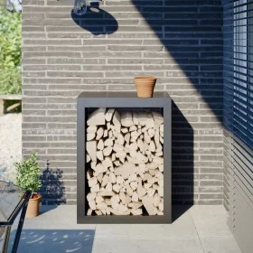 Anthracite grey steel firewood rack 60x40x80 cm by , Firewood bags and holders - Ref: Foro24-850998, Price: 103,26 €, Discoun...
