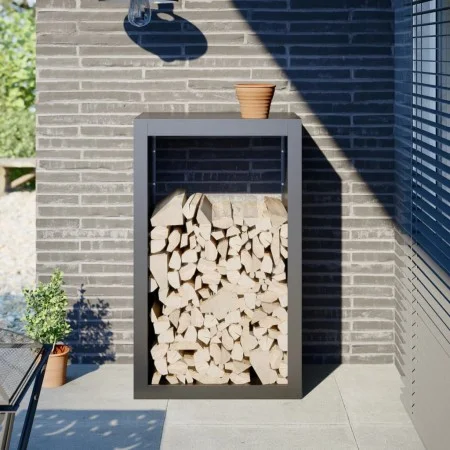 Holzregal aus anthrazitgrauem Stahl 60x40x100 cm von , Brennholztaschen und -halter - Ref: Foro24-850991, Preis: 105,19 €, Ra...