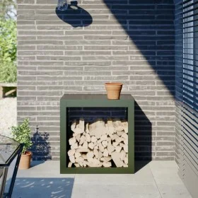 Green steel firewood rack 60x40x60 cm by , Firewood bags and holders - Ref: Foro24-851006, Price: 87,89 €, Discount: %