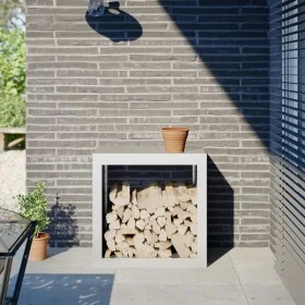 White steel firewood rack 60x40x60 cm by , Firewood bags and holders - Ref: Foro24-851004, Price: 88,56 €, Discount: %