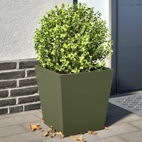 2 olive green steel planters 40x40x40 cm by , Pots and planters - Ref: Foro24-851059, Price: 57,75 €, Discount: %