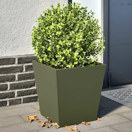 2 olive green steel planters 40x40x40 cm by , Pots and planters - Ref: Foro24-851059, Price: 67,70 €, Discount: %