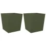 Jardineras 2 uds acero verde oliva 50x50x50 cm de , Maceteros y jardineras - Ref: Foro24-851073, Precio: 90,37 €, Descuento: %