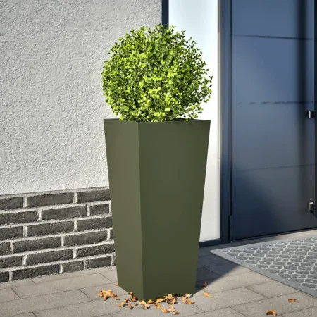 Hexagonal planter in olive green steel, 35x35x75 cm by , Pots and planters - Ref: Foro24-851086, Price: 66,22 €, Discount: %
