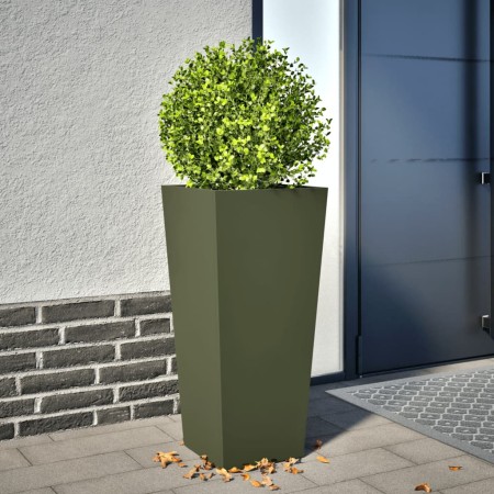 Sechseckiger Pflanzkübel aus olivgrünem Stahl, 35x35x75 cm. von , Töpfe und Pflanzgefäße - Ref: Foro24-851086, Preis: 59,41 €...