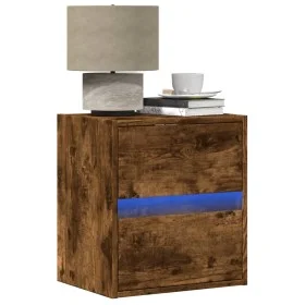 Wall-mounted bedside tables with LED lights 2 units smoked oak by , Nightstands - Ref: Foro24-3307970, Price: 96,76 €, Discou...