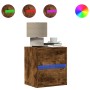Wall-mounted bedside tables with LED lights 2 units smoked oak by , Nightstands - Ref: Foro24-3307970, Price: 98,17 €, Discou...