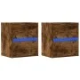 Wall-mounted bedside tables with LED lights 2 units smoked oak by , Nightstands - Ref: Foro24-3307970, Price: 96,76 €, Discou...