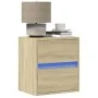 Wall-mounted bedside tables with LED lights, 2 units Sonoma oak by , Nightstands - Ref: Foro24-3307966, Price: 91,60 €, Disco...