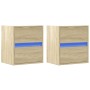 Wall-mounted bedside tables with LED lights, 2 units Sonoma oak by , Nightstands - Ref: Foro24-3307966, Price: 93,18 €, Disco...