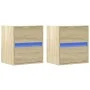 Wall-mounted bedside tables with LED lights, 2 units Sonoma oak by , Nightstands - Ref: Foro24-3307966, Price: 91,60 €, Disco...