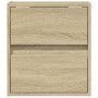 Wall-mounted bedside tables with LED lights, 2 units Sonoma oak by , Nightstands - Ref: Foro24-3307966, Price: 93,18 €, Disco...