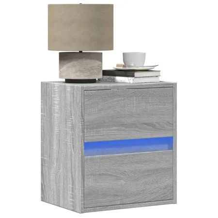 Wall-mounted bedside tables with LED lights, 2 units in Sonoma grey. by , Nightstands - Ref: Foro24-3307972, Price: 96,34 €, ...