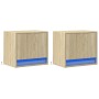 Mesitas de noche de pared con luces LED 2 unidades roble Sonoma by , Nightstands - Ref: Foro24-852080, Price: 49,82 €, Discou...