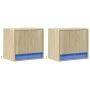 Mesitas de noche de pared con luces LED 2 unidades roble Sonoma de , Mesitas de noche - Ref: Foro24-852080, Precio: 49,37 €, ...