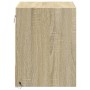 Mesitas de noche de pared con luces LED 2 unidades roble Sonoma by , Nightstands - Ref: Foro24-852080, Price: 49,82 €, Discou...