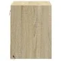 Mesitas de noche de pared con luces LED 2 unidades roble Sonoma de , Mesitas de noche - Ref: Foro24-852080, Precio: 49,37 €, ...