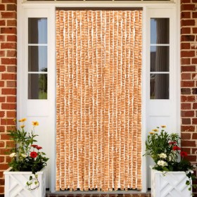 Cortina mosquitera chenilla ocre y blanco 90x220 cm