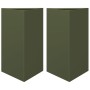 Jardineras triangulares 2 uds acero verde oliva 50x43x75 cm by , Pots and planters - Ref: Foro24-851178, Price: 101,52 €, Dis...