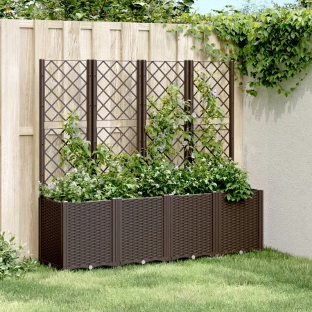 Planter with brown PP trellis 160x40x140 cm by , Pots and planters - Ref: Foro24-367875, Price: 192,57 €, Discount: %