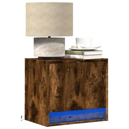 Mesitas de noche de pared con luces LED 2 uds roble ahumado by , Nightstands - Ref: Foro24-852084, Price: 49,37 €, Discount: %