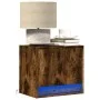 Mesitas de noche de pared con luces LED 2 uds roble ahumado by , Nightstands - Ref: Foro24-852084, Price: 49,37 €, Discount: %