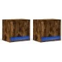 Mesitas de noche de pared con luces LED 2 uds roble ahumado by , Nightstands - Ref: Foro24-852084, Price: 49,37 €, Discount: %