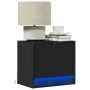Mesitas de noche de pared con luces LED 2 unidades negro de , Mesitas de noche - Ref: Foro24-852078, Precio: 51,05 €, Descuen...