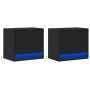Mesitas de noche de pared con luces LED 2 unidades negro de , Mesitas de noche - Ref: Foro24-852078, Precio: 51,61 €, Descuen...