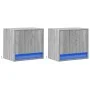 Mesitas de noche de pared con luces LED 2 unidades gris Sonoma by , Nightstands - Ref: Foro24-852086, Price: 51,12 €, Discoun...