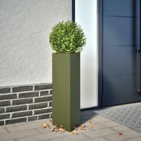 Jardinera triangular acero verde oliva 30x26x75 cm by , Pots and planters - Ref: Foro24-851149, Price: 62,64 €, Discount: %