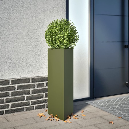 Jardinera triangular acero verde oliva 30x26x75 cm by , Pots and planters - Ref: Foro24-851149, Price: 56,93 €, Discount: %