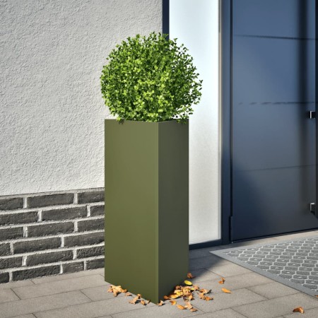 Jardinera triangular acero verde oliva 40x34,5x70 cm von , Töpfe und Pflanzgefäße - Ref: Foro24-851163, Preis: 64,54 €, Rabat...