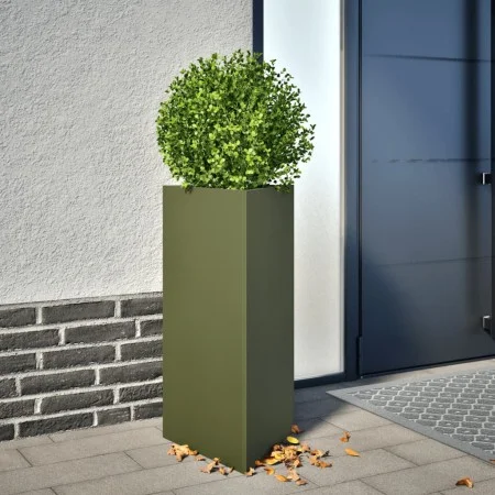 Jardinera triangular acero verde oliva 40x34,5x70 cm by , Pots and planters - Ref: Foro24-851163, Price: 72,16 €, Discount: %