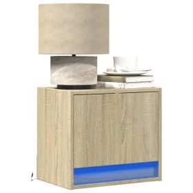 Wall-mounted bedside table with LED lights Sonoma oak by , Nightstands - Ref: Foro24-852079, Price: 28,74 €, Discount: %