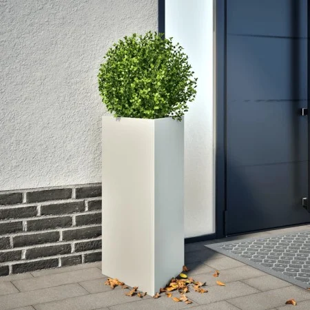 Dreieckige Pflanzgefäße, 2 Stück, weißer Stahl, 40x34,5x70 cm. von , Töpfe und Pflanzgefäße - Ref: Foro24-851160, Preis: 103,...