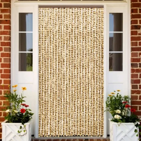 Beige and brown chenille mosquito net curtain 100x220 cm by vidaXL, Mosquito nets for windows - Ref: Foro24-325450, Price: 66...
