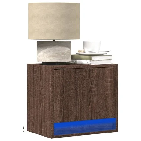 Mesitas de noche de pared con luces LED 2 unidades roble marrón de , Mesitas de noche - Ref: Foro24-852088, Precio: 50,93 €, ...