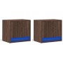 Wall-mounted bedside tables with LED lights, 2 units, brown oak. by , Nightstands - Ref: Foro24-852088, Price: 51,52 €, Disco...