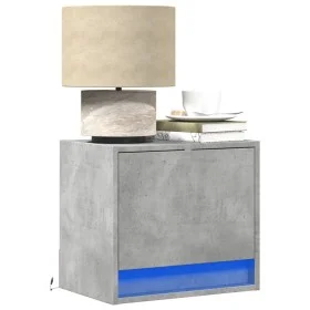 Wall-mounted bedside table with LED lights in concrete gray by , Nightstands - Ref: Foro24-852081, Price: 31,93 €, Discount: %