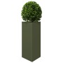 Triangular planters 2 units olive green steel 40x34.5x70 cm by , Pots and planters - Ref: Foro24-851164, Price: 86,35 €, Disc...