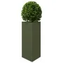 Triangular planters 2 units olive green steel 40x34.5x70 cm by , Pots and planters - Ref: Foro24-851164, Price: 100,10 €, Dis...