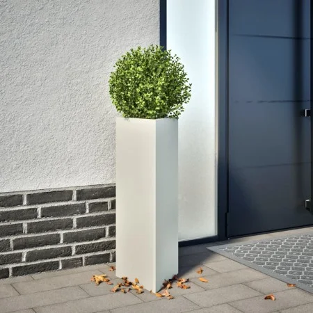 Triangular white steel planter 30x26x75 cm by , Pots and planters - Ref: Foro24-851145, Price: 62,64 €, Discount: %