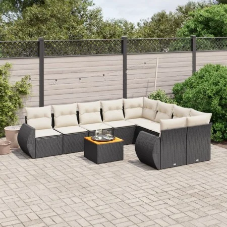 Garden sofa set 10 pieces with black synthetic rattan cushions by , Garden sets - Ref: Foro24-3257491, Price: 611,64 €, Disco...