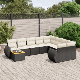 Gartensofa-Set, 10-teilig, mit schwarzen Kissen und synthetischem Rattan. von , Gartensets - Ref: Foro24-3257498, Preis: 610,...