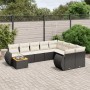 Gartensofa-Set, 10-teilig, mit schwarzen Kissen und synthetischem Rattan. von , Gartensets - Ref: Foro24-3257498, Preis: 610,...