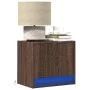 Wall-mounted bedside table with LED lights in brown oak by , Nightstands - Ref: Foro24-852087, Price: 29,55 €, Discount: %