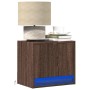 Wand-Nachttisch mit LED-Lichtern in brauner Eiche von , Nachttische - Ref: Foro24-852087, Preis: 29,79 €, Rabatt: %