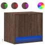 Wall-mounted bedside table with LED lights in brown oak by , Nightstands - Ref: Foro24-852087, Price: 29,55 €, Discount: %